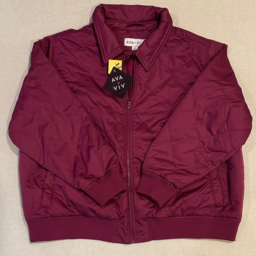 Ava & Viv Maroon Quilted Jacket 2X